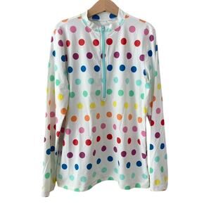 Primary Half Zip Rainbow Polka Dot Rash Guard White 12